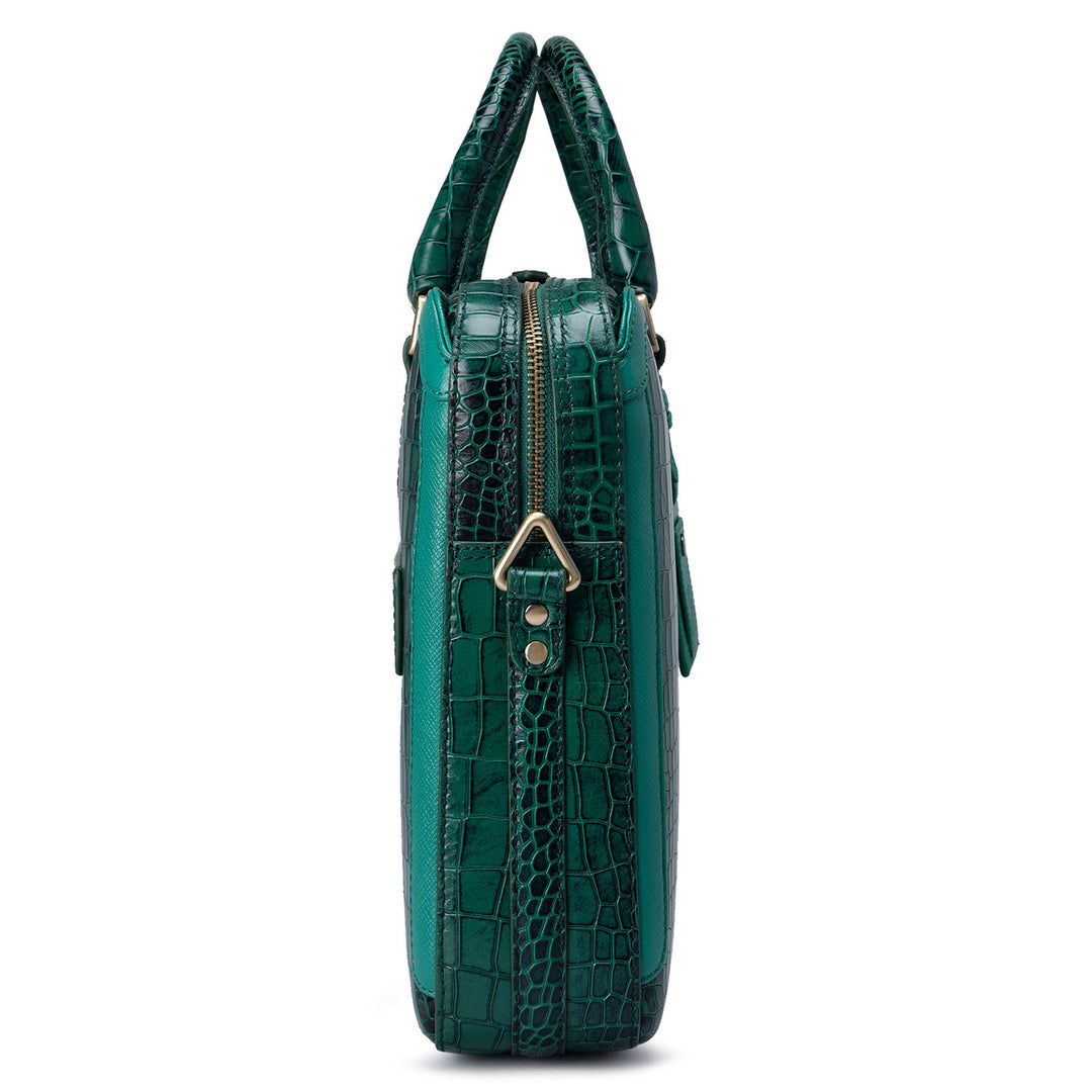 Sea Weed Croco Leather Laptop Bag - Upto 14"