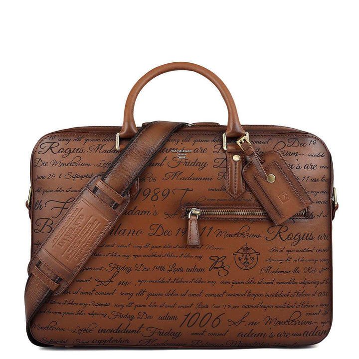 Signato Leather Laptop Bag - Cognac