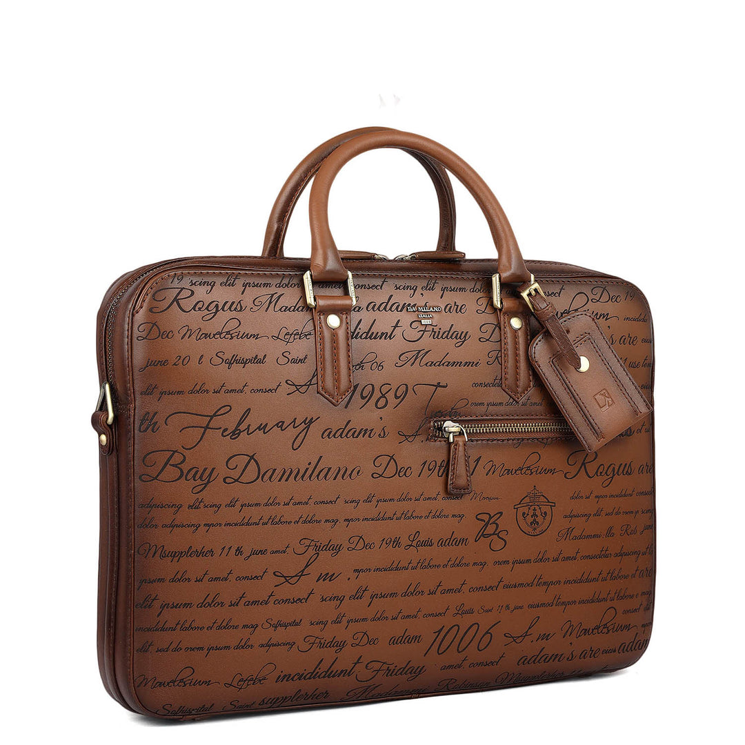 Signato Leather Laptop Bag - Cognac