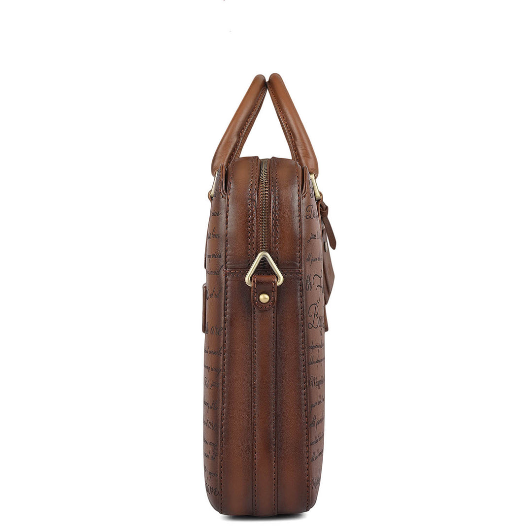 Signato Leather Laptop Bag - Cognac