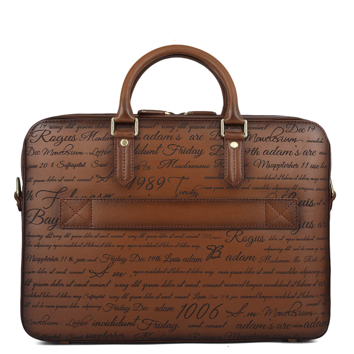 Signato Leather Laptop Bag - Cognac