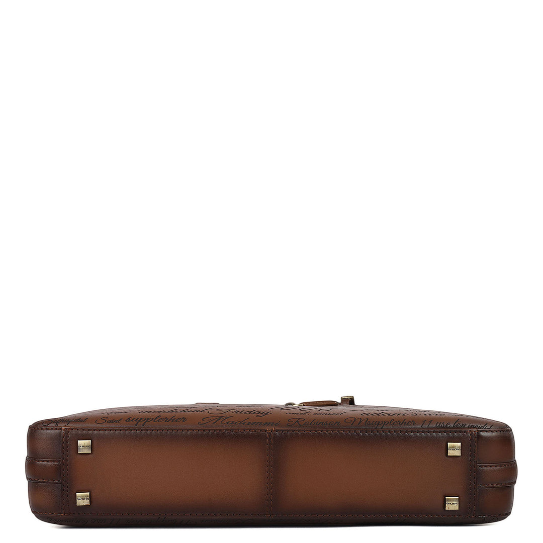 Signato Leather Laptop Bag - Cognac