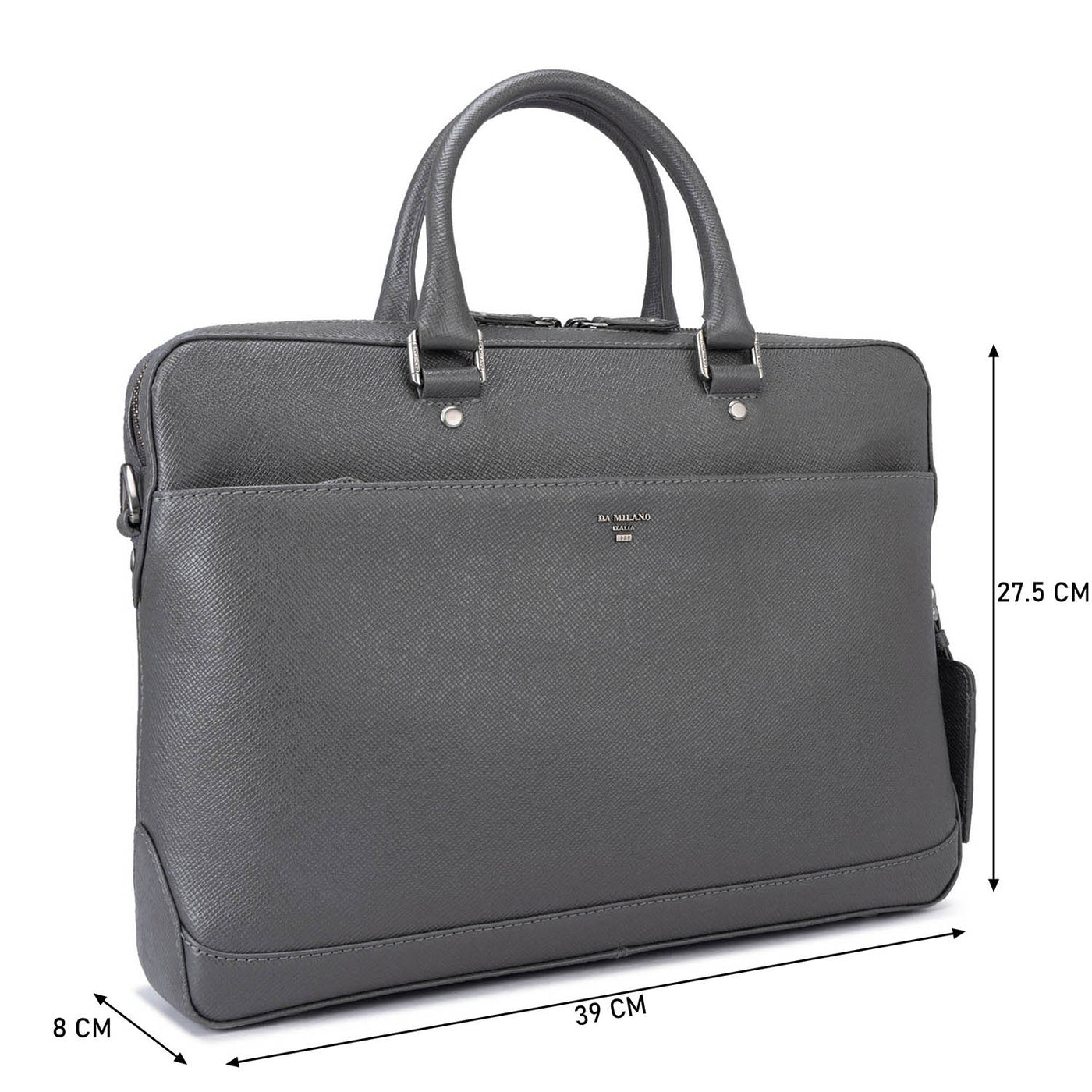 Grey Franzy Leather Laptop Bag - Upto 14"