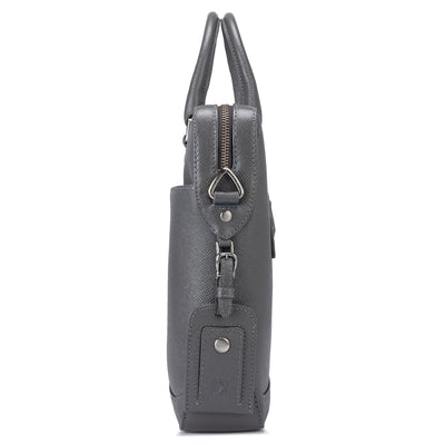 Grey Franzy Leather Laptop Bag - Upto 14"