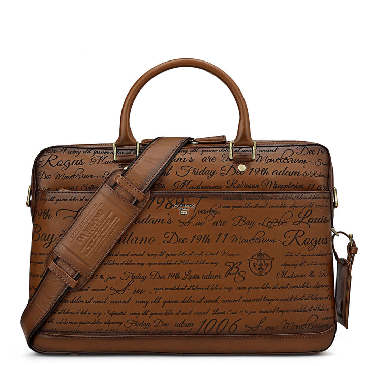 Signato Leather Laptop Bag - Cognac