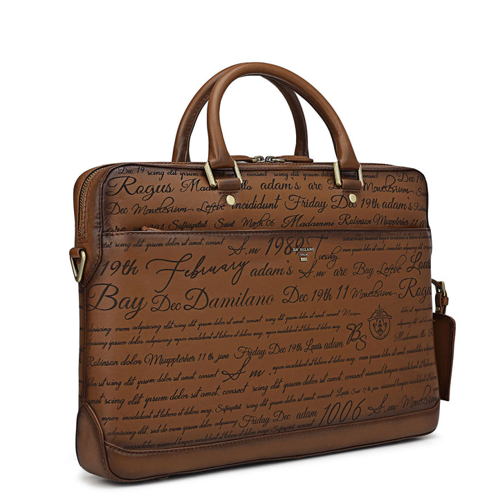 Signato Leather Laptop Bag - Cognac