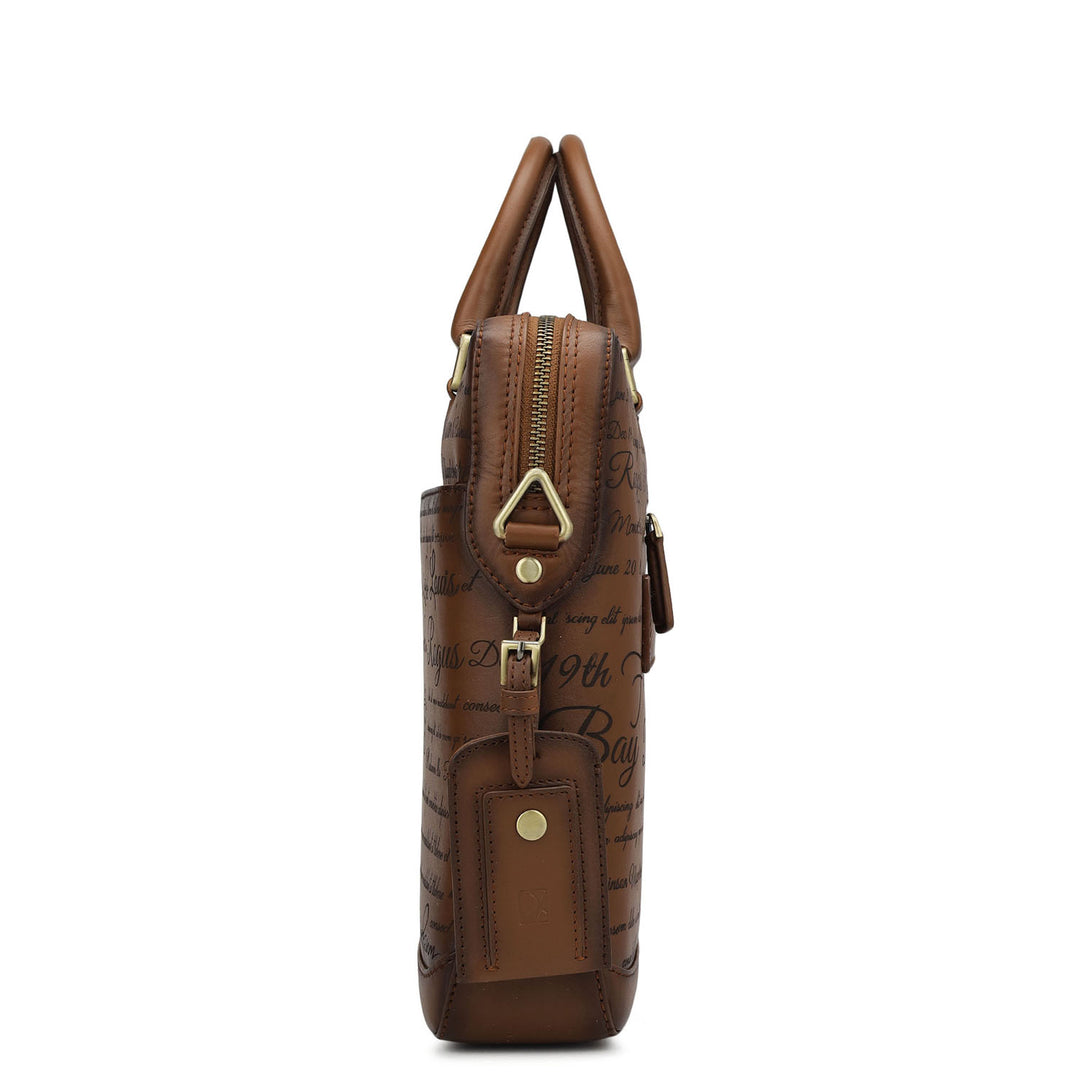Signato Leather Laptop Bag - Cognac
