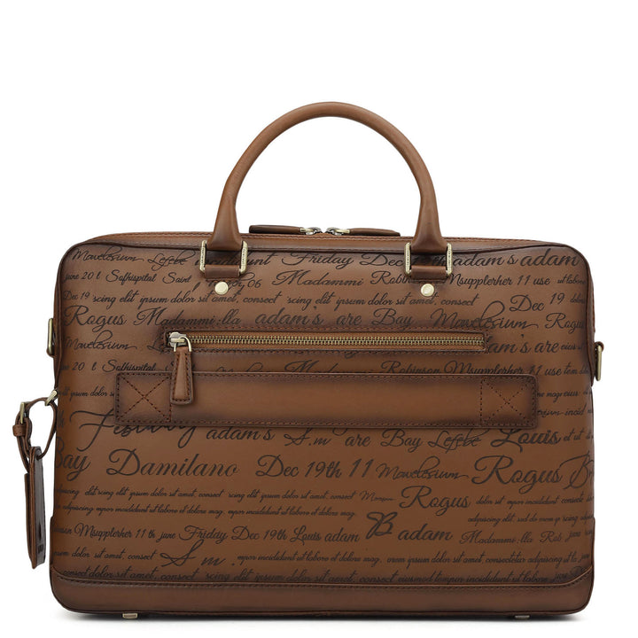 Signato Leather Laptop Bag - Cognac