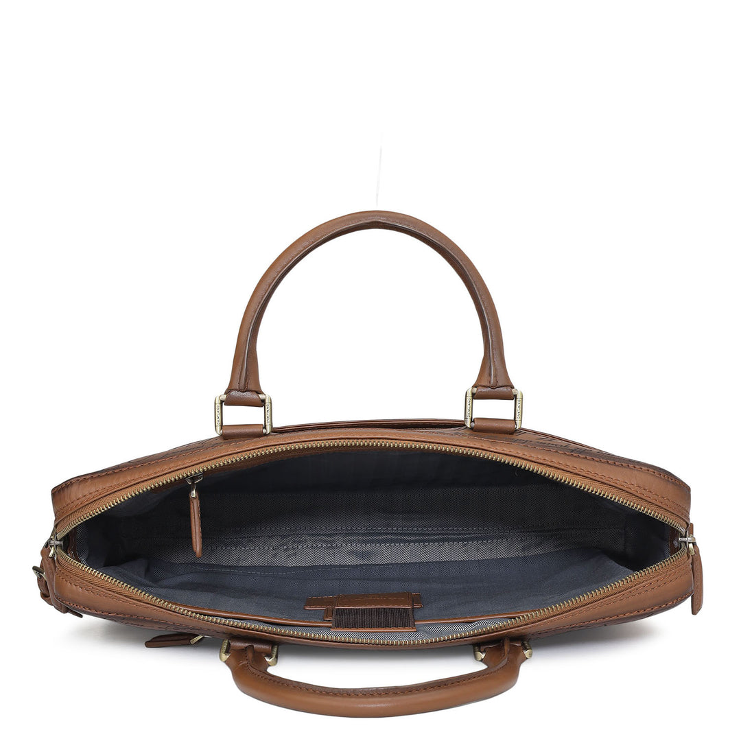Signato Leather Laptop Bag - Cognac