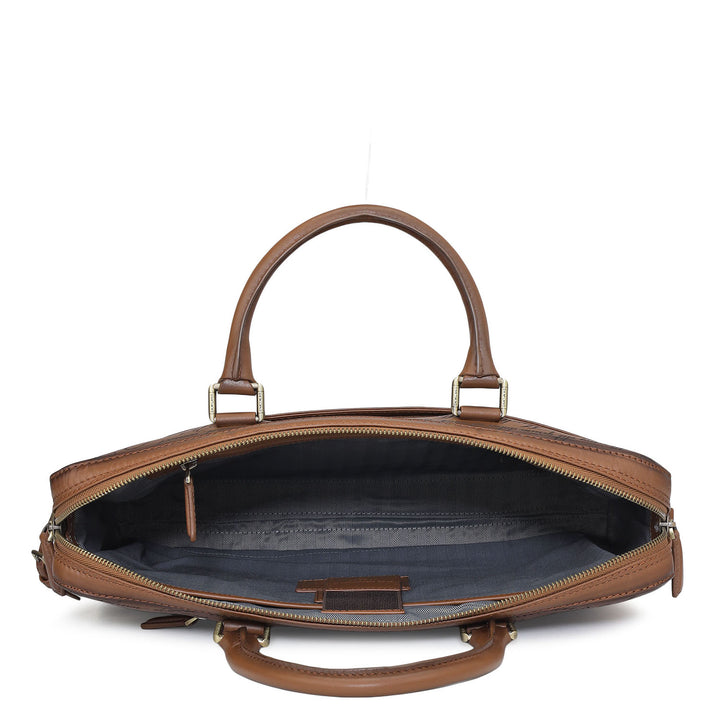 Signato Leather Laptop Bag - Cognac