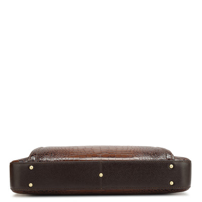 Brown Croco Leather Laptop Bag - Upto 14"