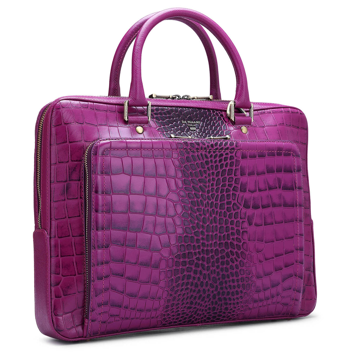 Orchid Croco Leather Laptop Bag - Upto 14"