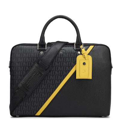 Black Monogram Franzy Leather Laptop Bag - Upto 15"