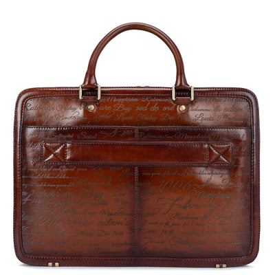 Cognac Signato Leather Laptop Bag - Upto 15"
