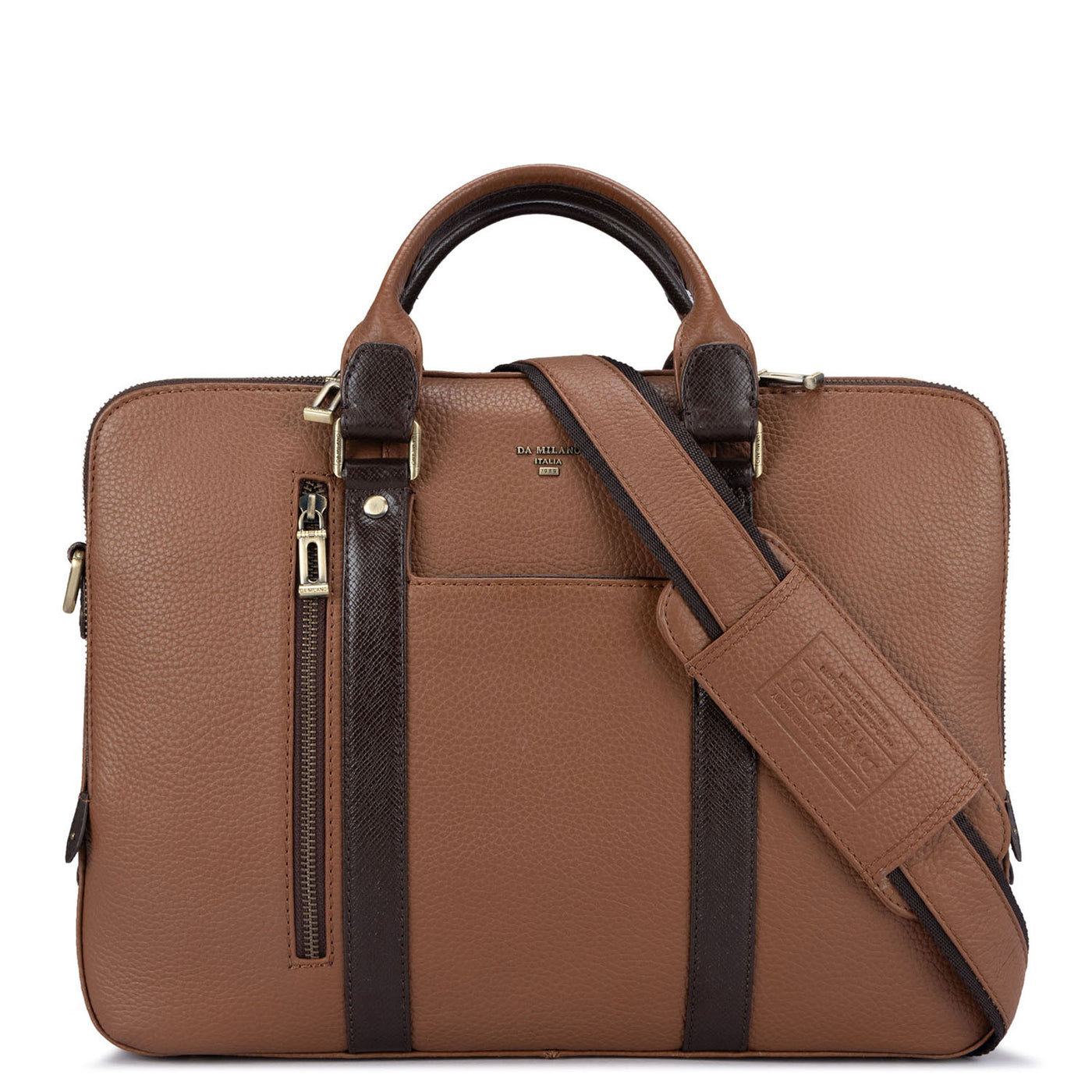 Cognac Wax Leather Laptop Bag - Upto 14"