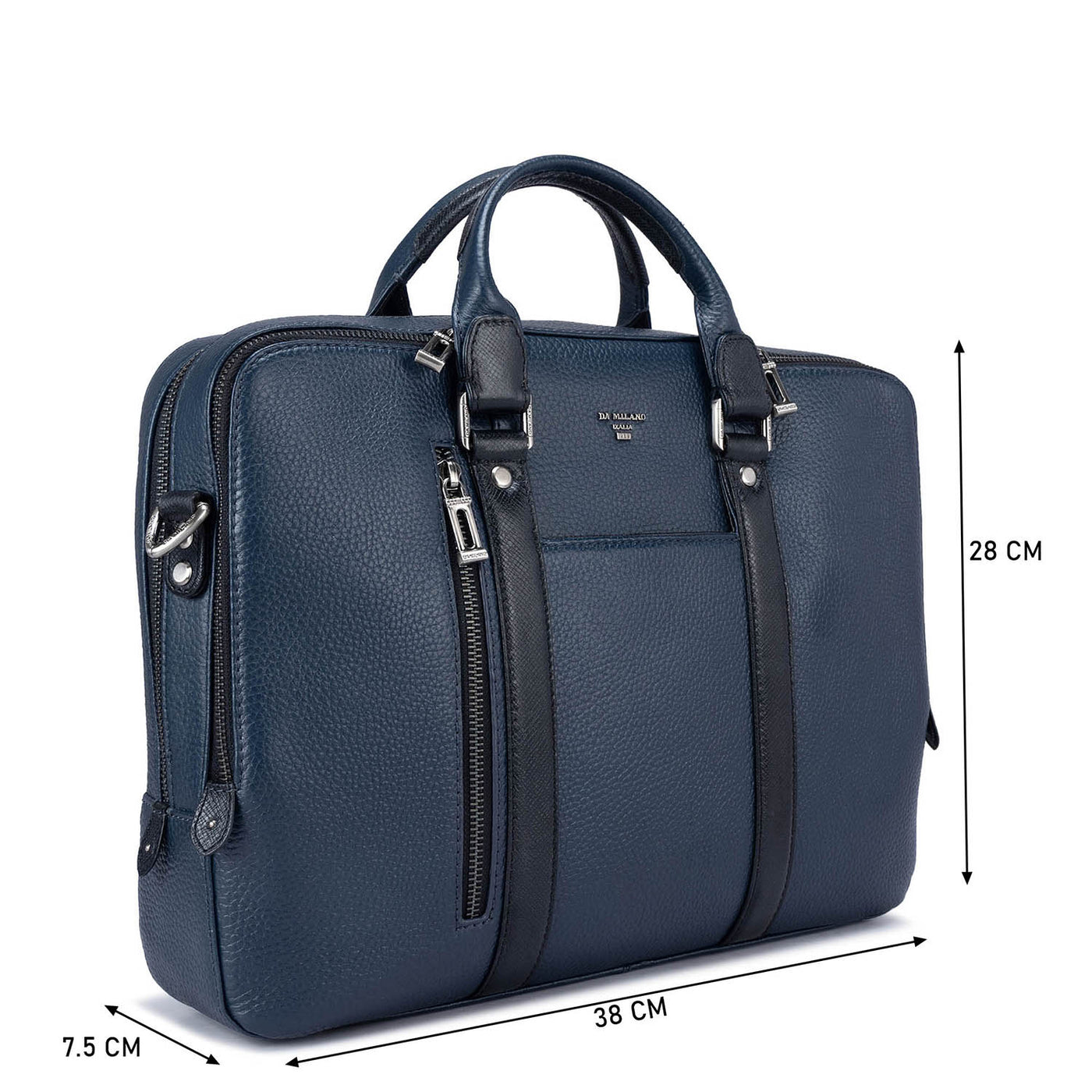 Navy Wax Leather Laptop Bag - Upto 14"
