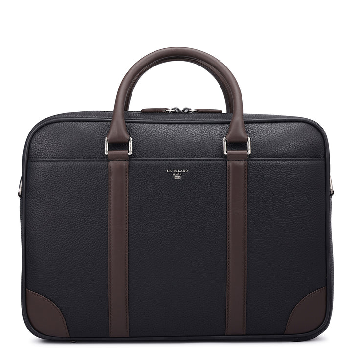 Wax Leather Laptop Bag - Black