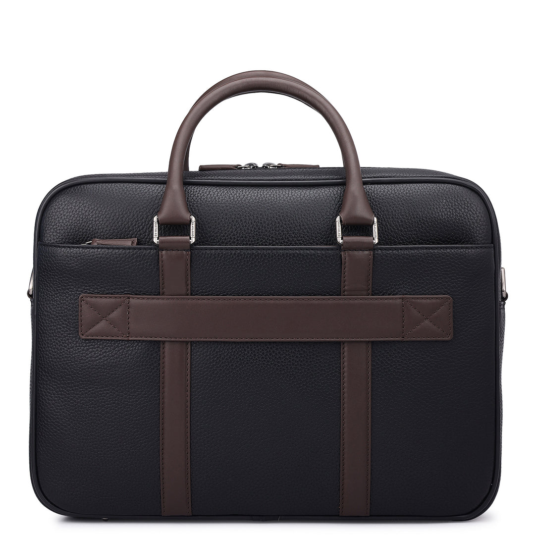 Wax Leather Laptop Bag - Black