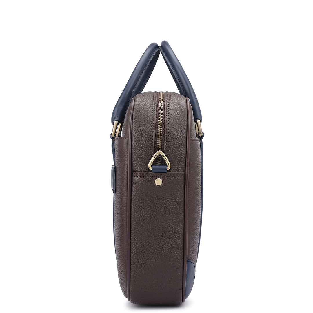 Wax Leather Laptop Bag - Chocolate