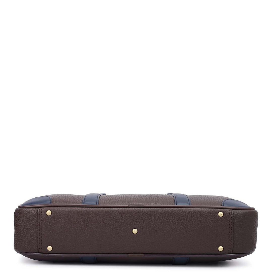Wax Leather Laptop Bag - Chocolate