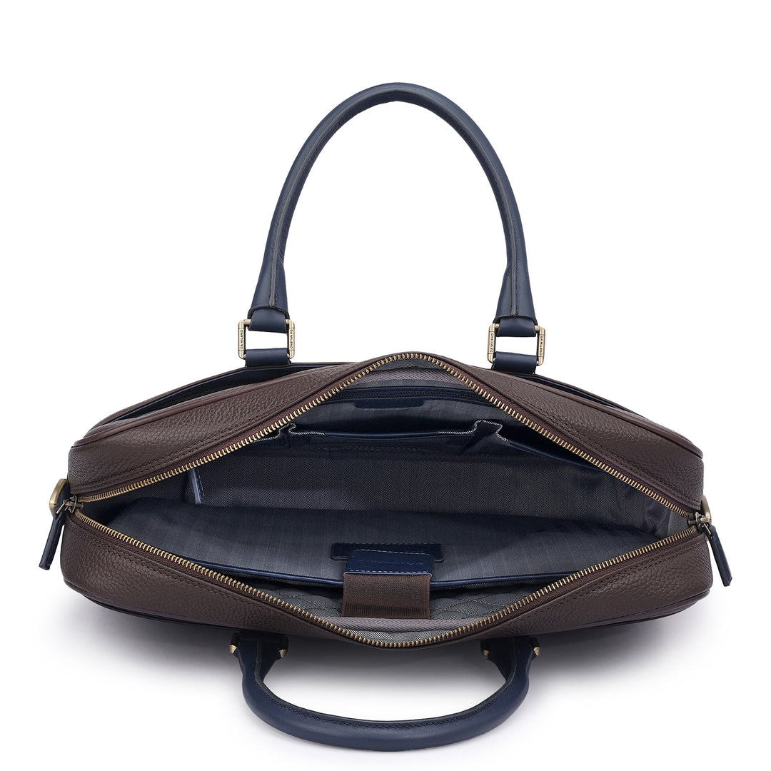 Wax Leather Laptop Bag - Chocolate