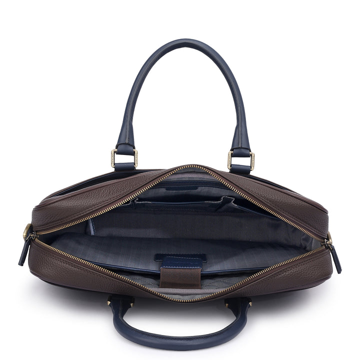 Wax Leather Laptop Bag - Chocolate