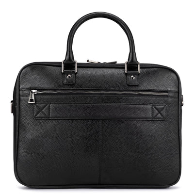 Black Mat Wax Leather Laptop Bag - Upto 14"