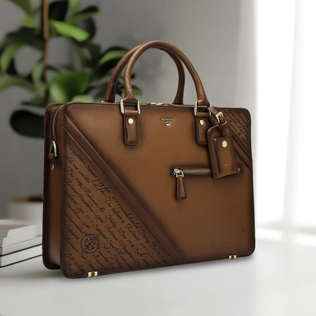 Signato Leather Laptop Bag - Cognac