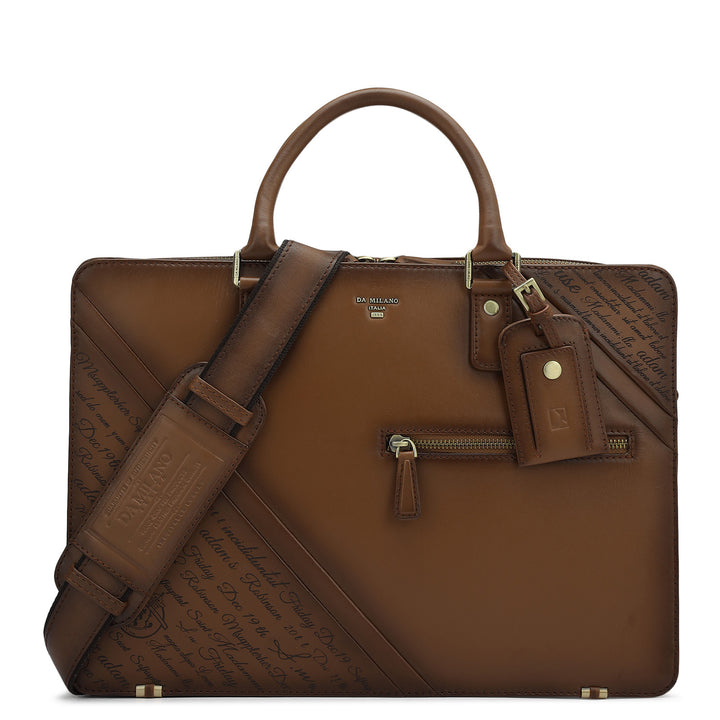 Signato Leather Laptop Bag - Cognac