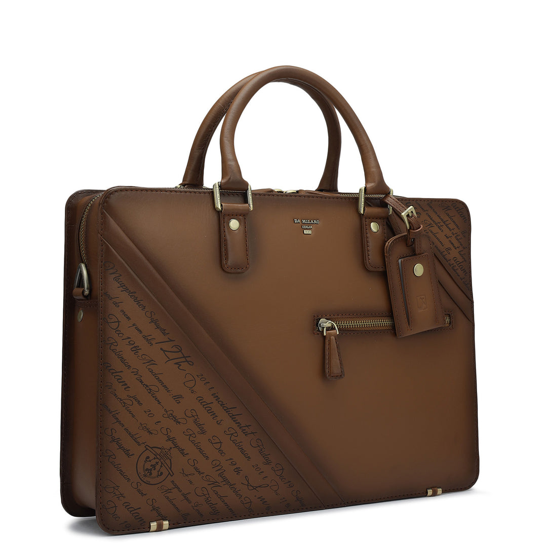 Signato Leather Laptop Bag - Cognac