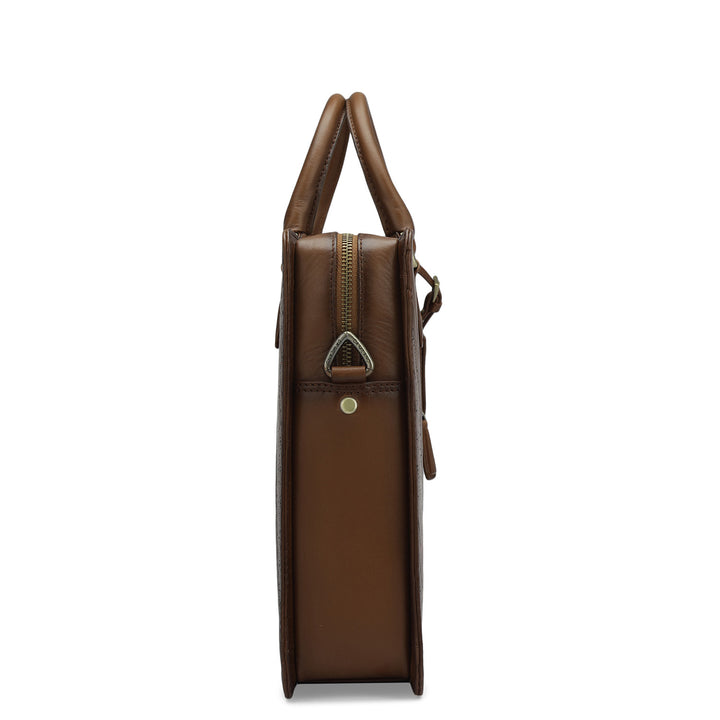 Signato Leather Laptop Bag - Cognac