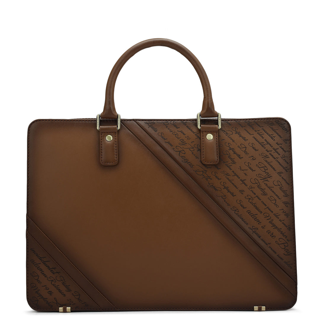 Signato Leather Laptop Bag - Cognac