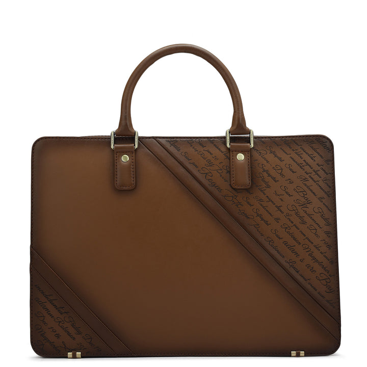 Signato Leather Laptop Bag - Cognac