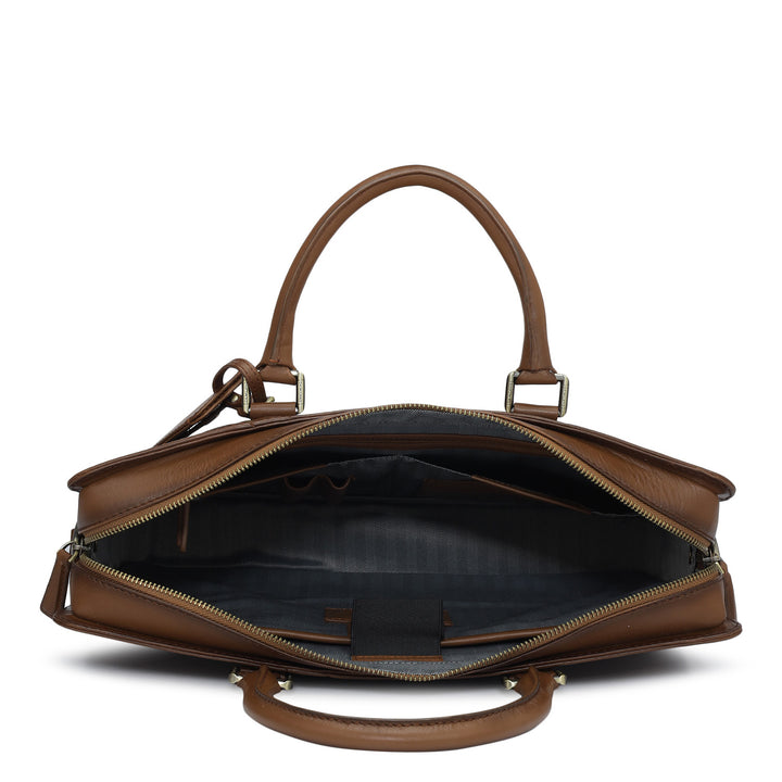 Signato Leather Laptop Bag - Cognac