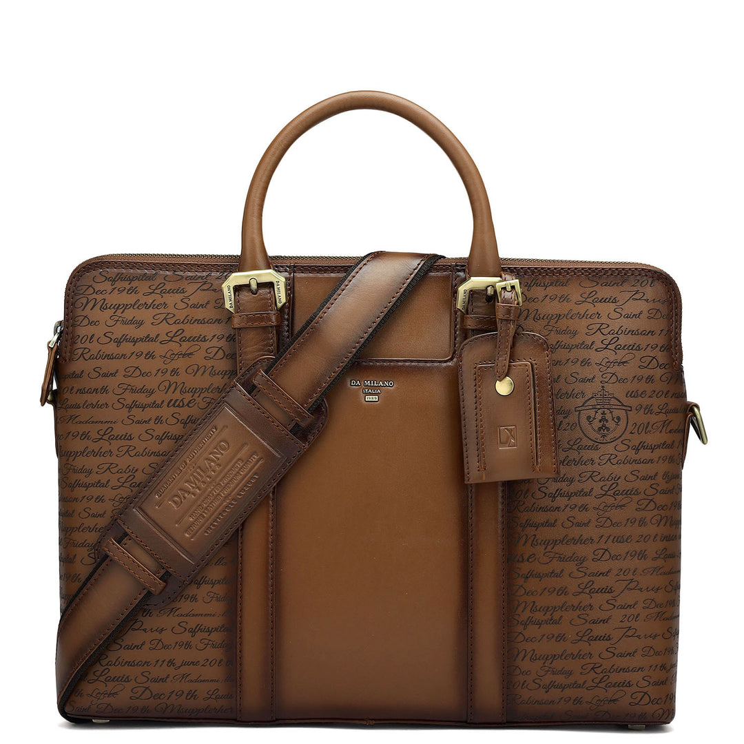 Signato Leather Laptop Bag - Cognac