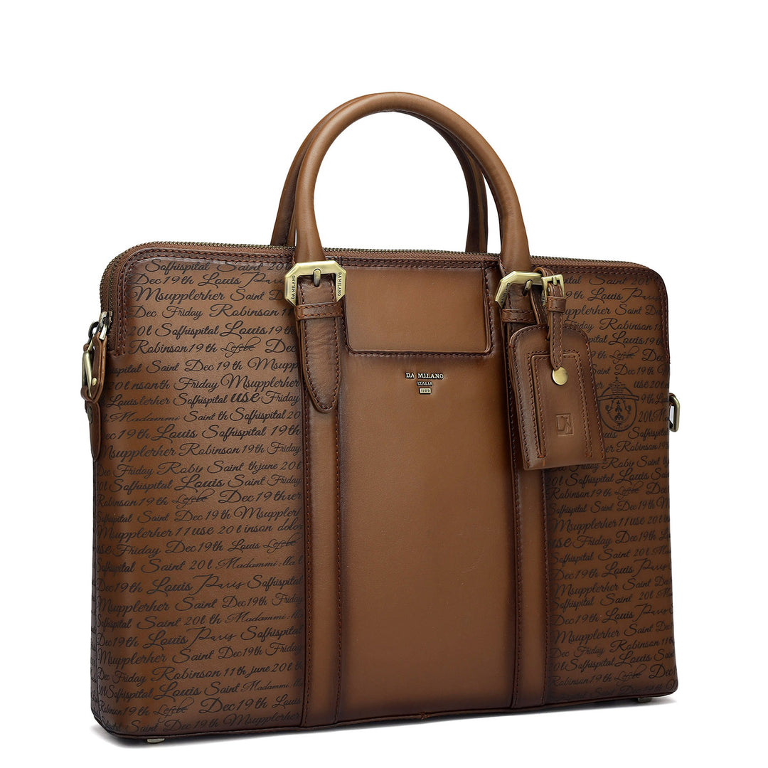 Signato Leather Laptop Bag - Cognac