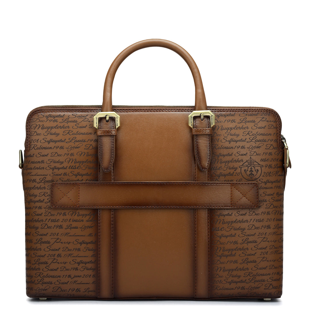 Signato Leather Laptop Bag - Cognac