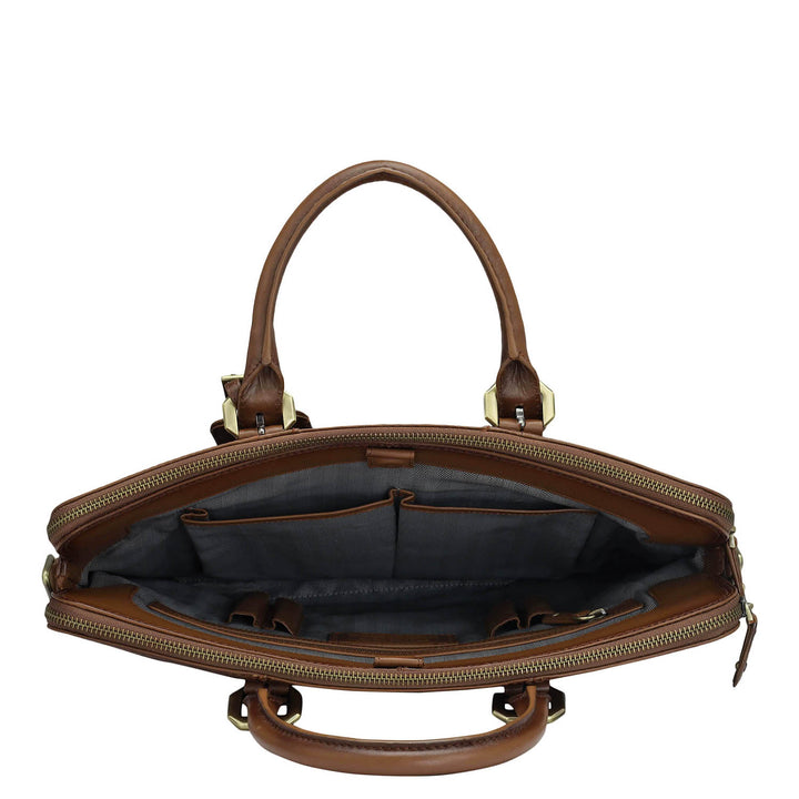 Signato Leather Laptop Bag - Cognac