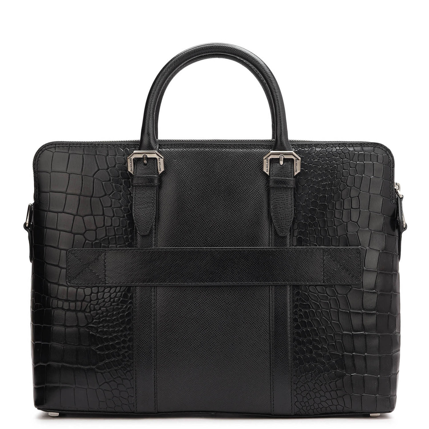 Black Croco Franzy Leather Laptop Bag - Upto 16"