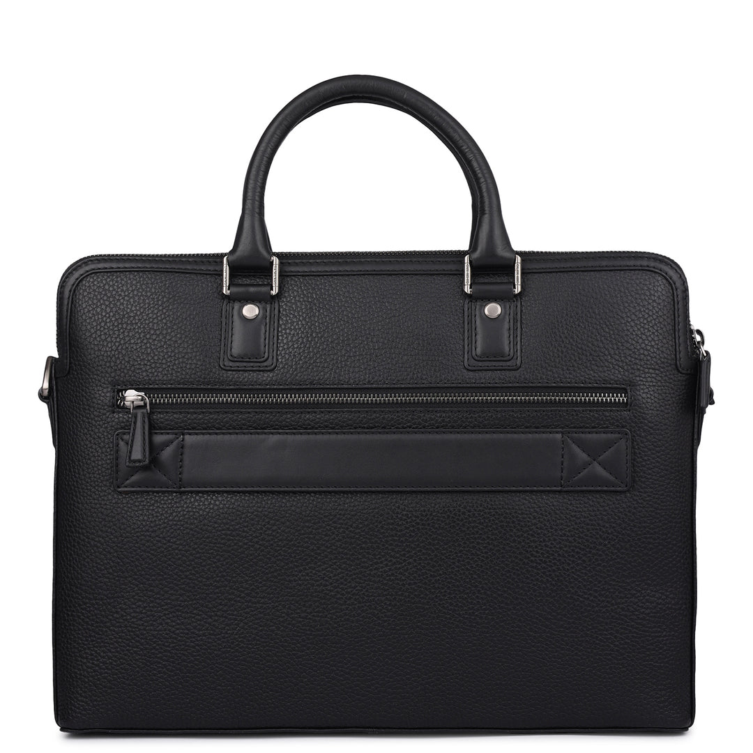Wax Leather Laptop Bag - Black