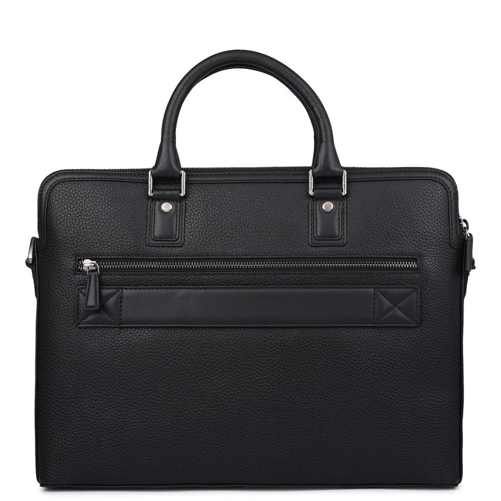 Wax Leather Laptop Bag - Black