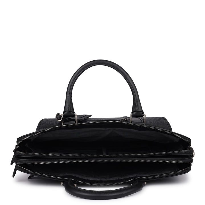 Wax Leather Laptop Bag - Black