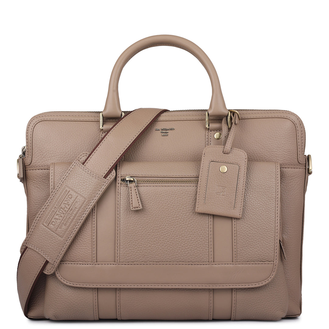 Wax Leather Laptop Bag - Greyish Taupe