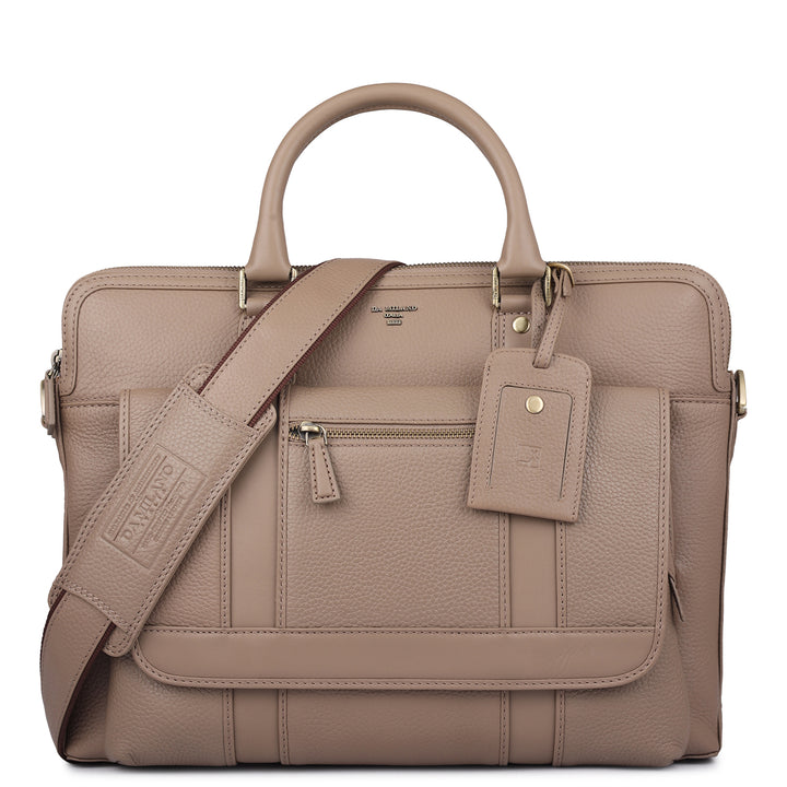 Wax Leather Laptop Bag - Greyish Taupe