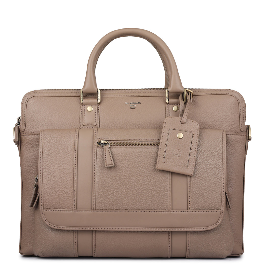 Wax Leather Laptop Bag - Greyish Taupe