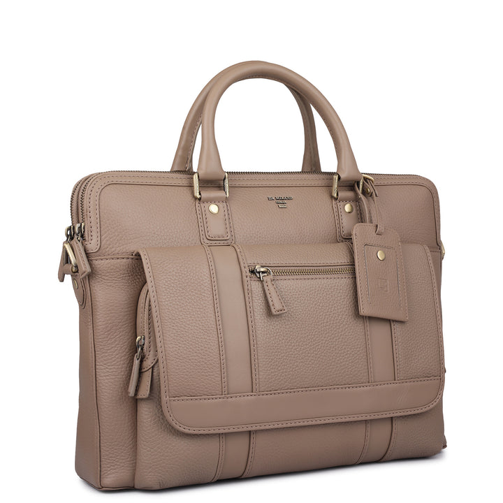 Wax Leather Laptop Bag - Greyish Taupe