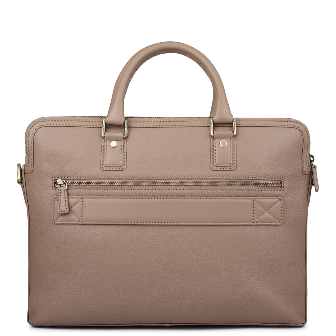 Wax Leather Laptop Bag - Greyish Taupe