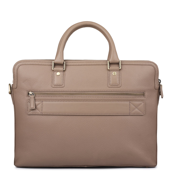 Wax Leather Laptop Bag - Greyish Taupe
