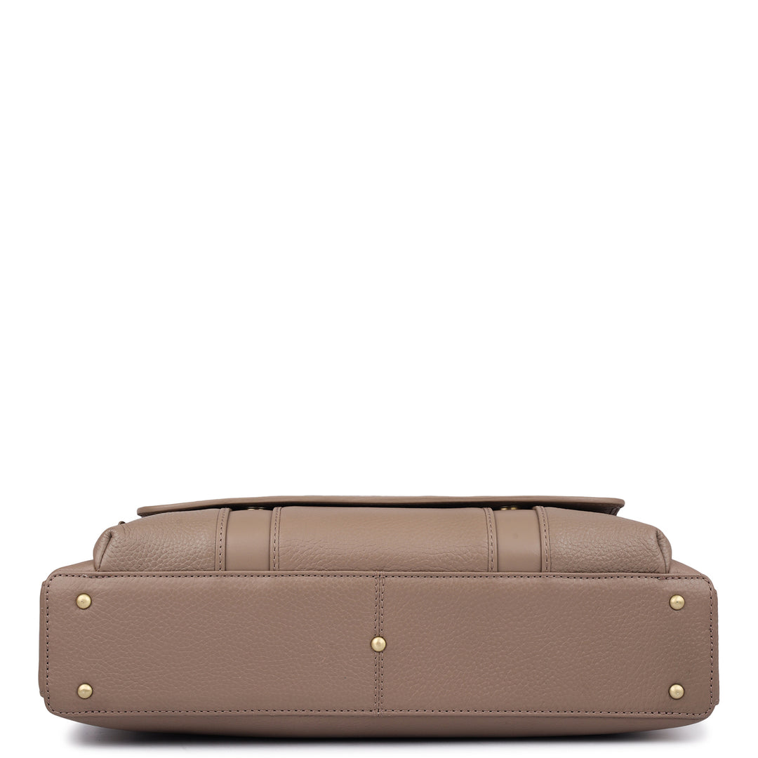 Wax Leather Laptop Bag - Greyish Taupe