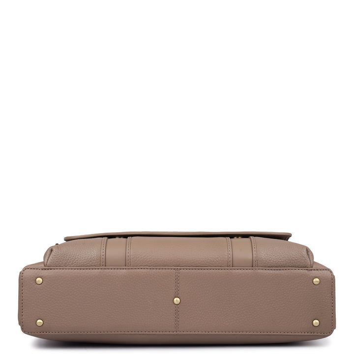 Wax Leather Laptop Bag - Greyish Taupe